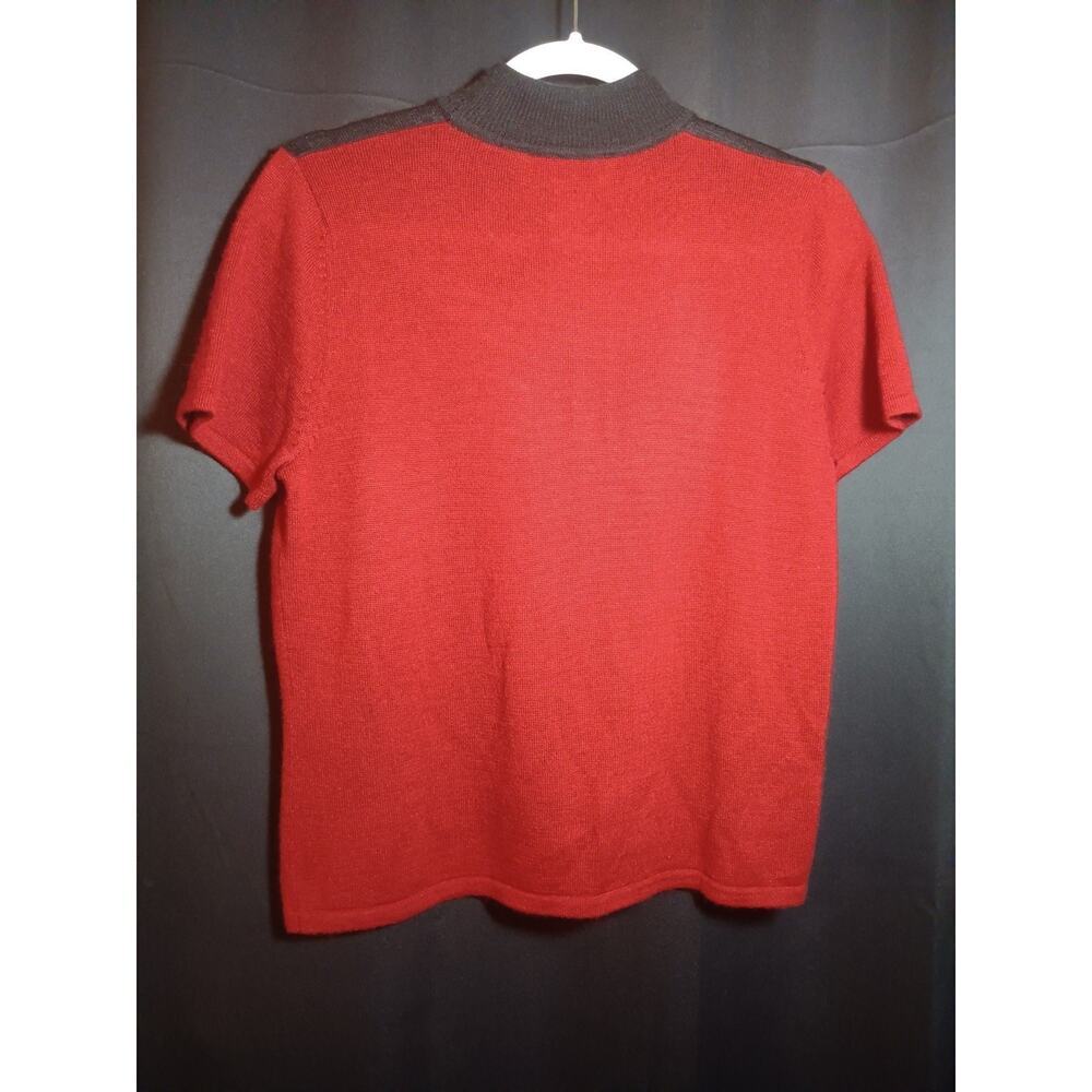 Vintage Red Wool Blend Sweater Norton McNaughton Medium Short Sleeve Classic - Picture 2 of 3